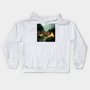 Village in the Middle of the Forest Kids Hoodie